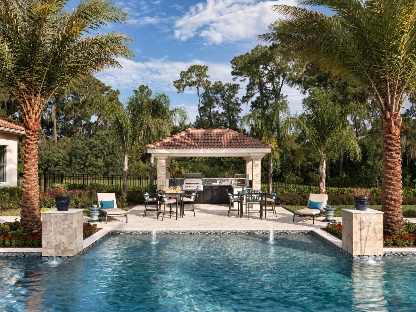 Poolside outdoor kitchen and cabana in Tampa, FL